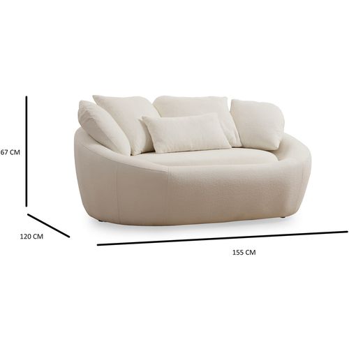 Midye - Love Seat Cream 2-Seat Sofa slika 5