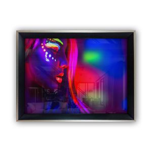 Vavien Artwork Slika na staklu 55x75 Neon Woman