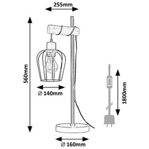 Rabalux Fabian, unutrašnja metal-drvena stona lampa, E27 1x slika 4