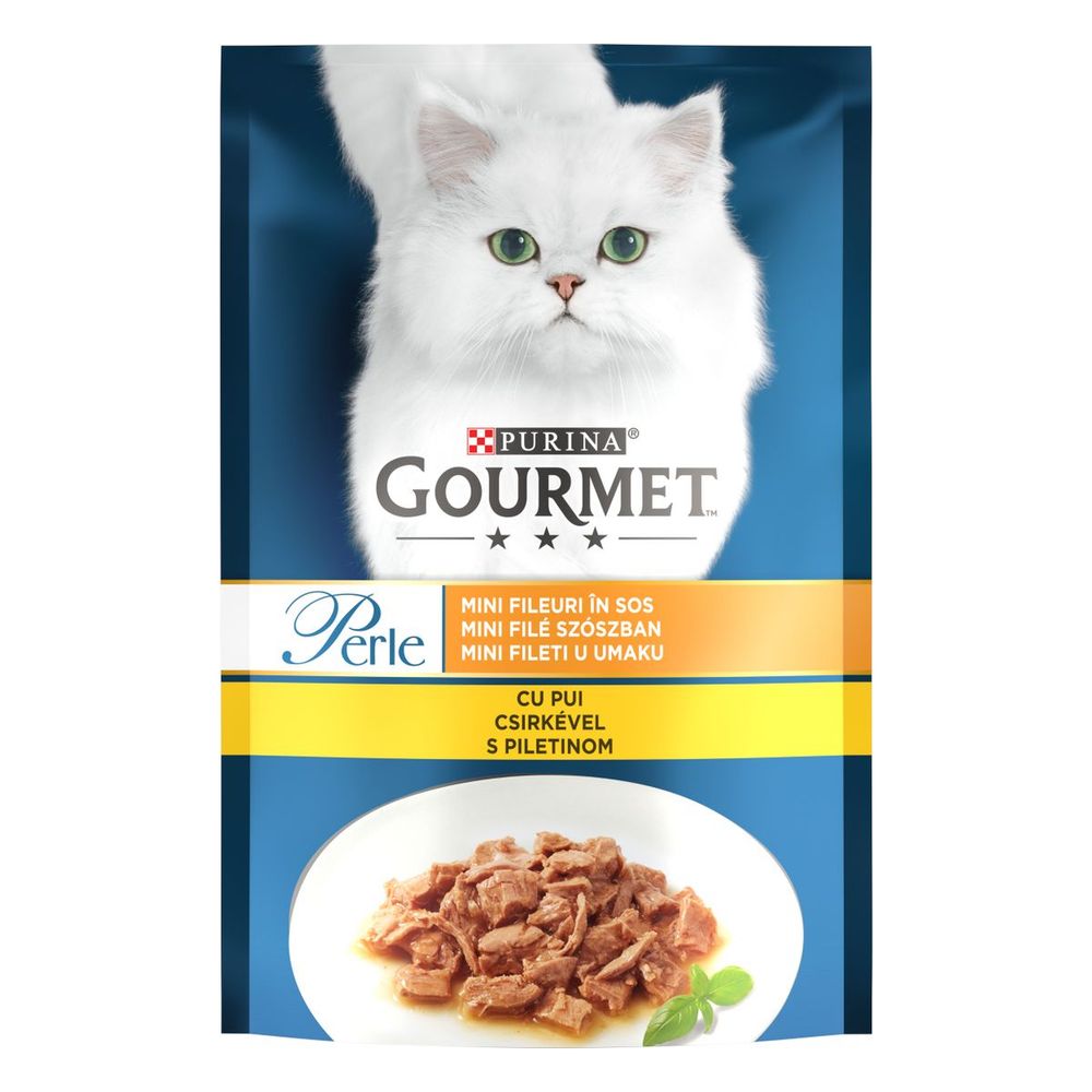 GOURMET Hrana za mačke Mini fileti u umaku, s piletinom, 85g slika 1