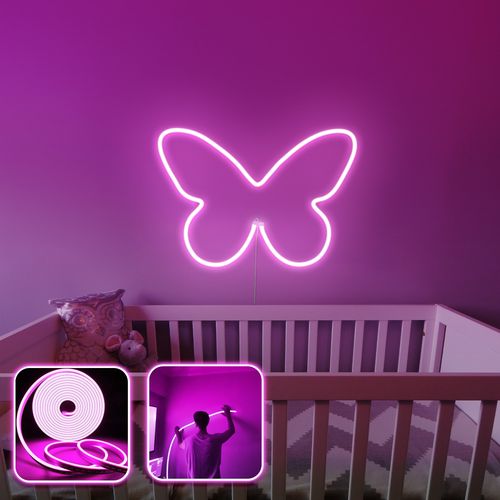 Opviq dekorativna zidna led svjetiljka, Butterfly - Medium - Pink slika 2