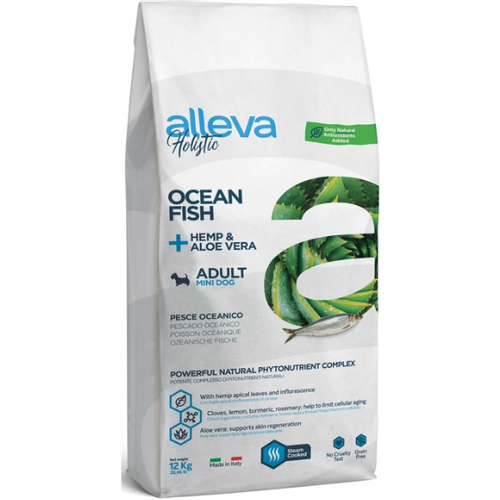 Alleva Holistic Dog Adult Ocean Fish + Hemp &amp; Aloe Vera Mini 12 kg slika 1