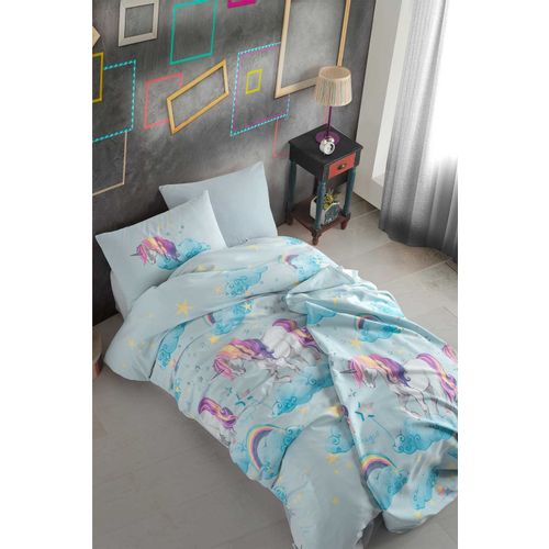 Posteljina Cotton Life 160x220cm Unicorn blue slika 1