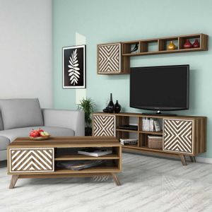 Inci - Walnut, White Walnut
White Living Room Furniture Set