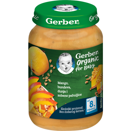 Gerber Organic for Baby Kašica mango, bundeva, dunja i zobene pahuljice 190g slika 1