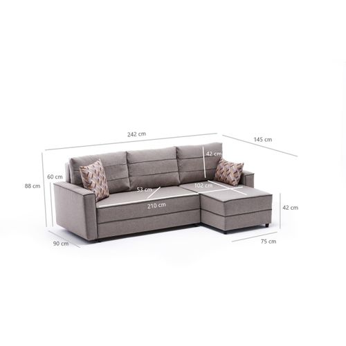 Atelier Del Sofa Kutna garnitura na razvlačenje, Krem, Ece Right - Cream slika 9