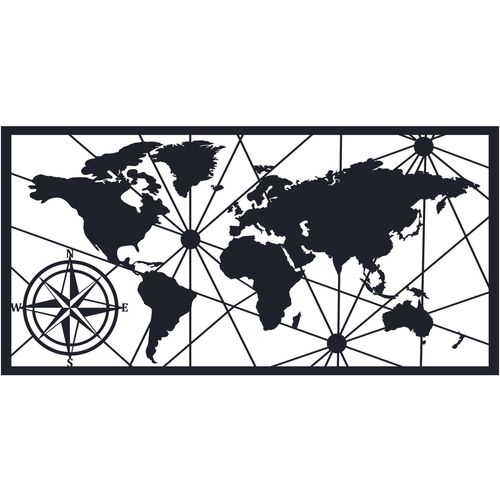 World Map Large 2 Black Decorative Metal Wall Accessory slika 2