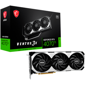 MSI Video Card NVidia GeForce RTX 4070 Ti VENTUS 3X E 12G OC (12GB GDDR6X/192bit, PCI-E Gen4, 1x 16-pin Power Connector, 3x DP, 1x HDMI, 700W recommended PSU), Retail