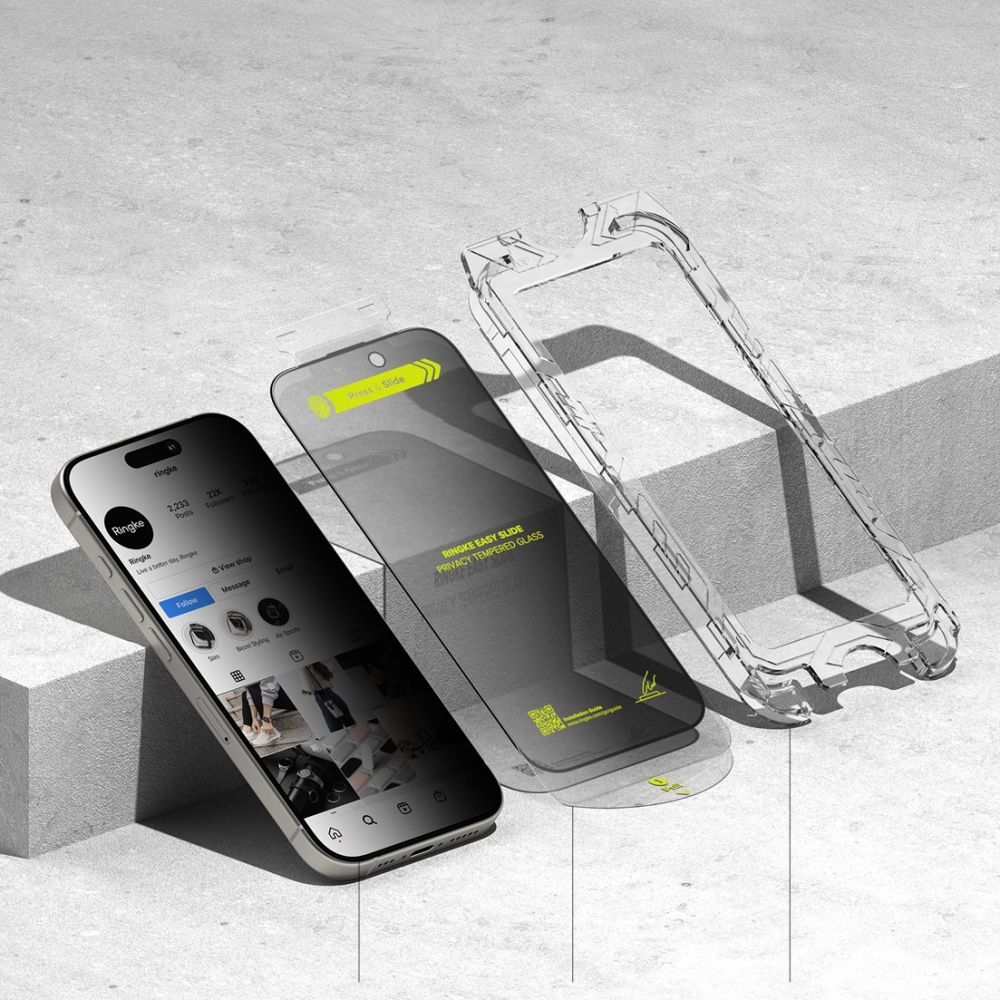 Kaljeno staklo Ringke Easy Slide (2 kom) za iPhone 16 Pro Max - Privacy slika 5