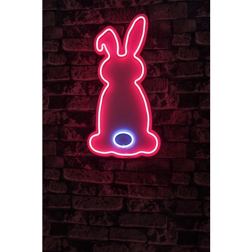 Wallity Ukrasna plastična LED rasvjeta, Rabbit - Pink, Blue slika 2