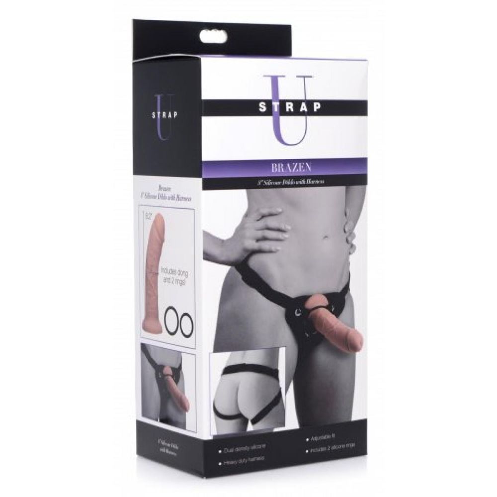 Silikonski dildo 20 cm s pojasom Brazen slika 5