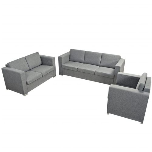 Trodijelni set sofa od tkanine svijetlosivi slika 60