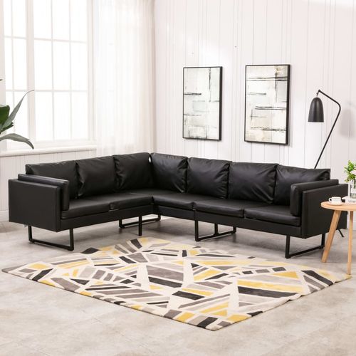 Kutna sofa od umjetne kože crna slika 15