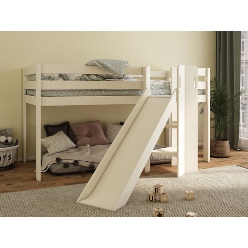 Drveni dječji krevet na sprat Saku sa toboganom - 200x90cm - Bijeli slika 1