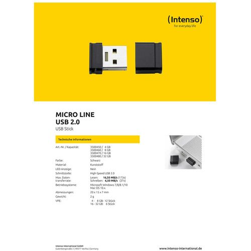(Intenso) USB Flash drive 8GB Hi-Speed USB 2.0, Micro Line - ML8 slika 4