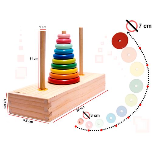 Drvena piramida kolutovi duginih boja slika 3