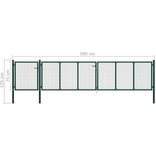 Vrtna vrata čelična 500 x 75 cm zelena slika 5