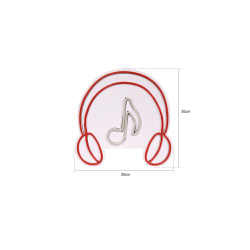 Wallity Ukrasna plastična LED rasvjeta, Music Sound Headphones - Red slika 7