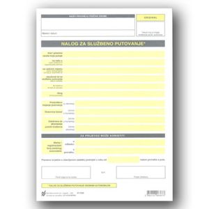 I-210/NCR/A NALOG ZA SLUŽBENO PUTOVANJE; Komplet (arak + 2 uložna lista), 17 x 24 cm