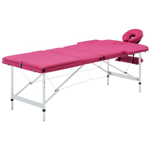 Sklopivi masažni stol s 3 zone aluminijski ružičasti slika 26