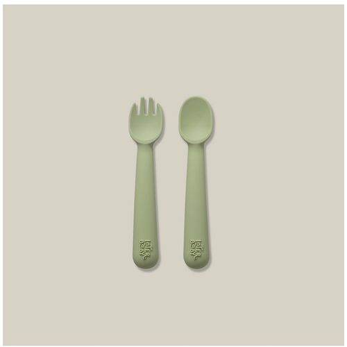 InterBaby silikonski set pribora za jelo Olive Green slika 1