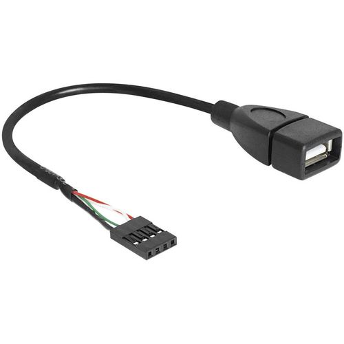 Delock USB kabel USB 2.0 4 polni konektor za stupove, USB-A utičnica 0.20 m crna UL certificiran 83291 slika 1