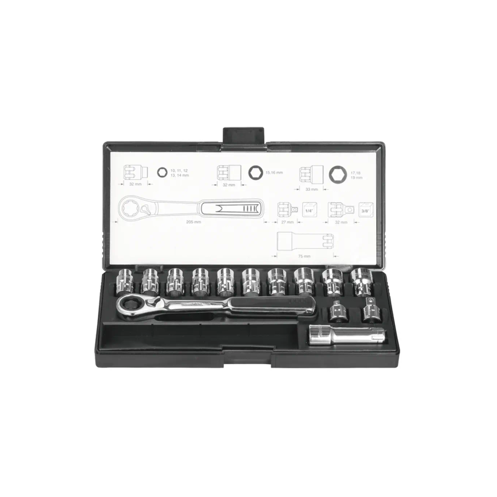 Makita - 14 dijelni set nasadnih ključeva 1/4", 3/8", 10-19 mm B-65595 slika 1