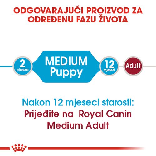 ROYAL CANIN SHN Medium Puppy, potpuna hrana za pse, specijalno za štence srednje velikih pasmina (konačne težine od 11 do 25 kg)  do 12 mjeseci starosti, 1 kg slika 8