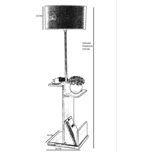 Vezir Siyah Lambader Silindir Hasır Siyah Abajurlu Black Floor Lamp slika 4