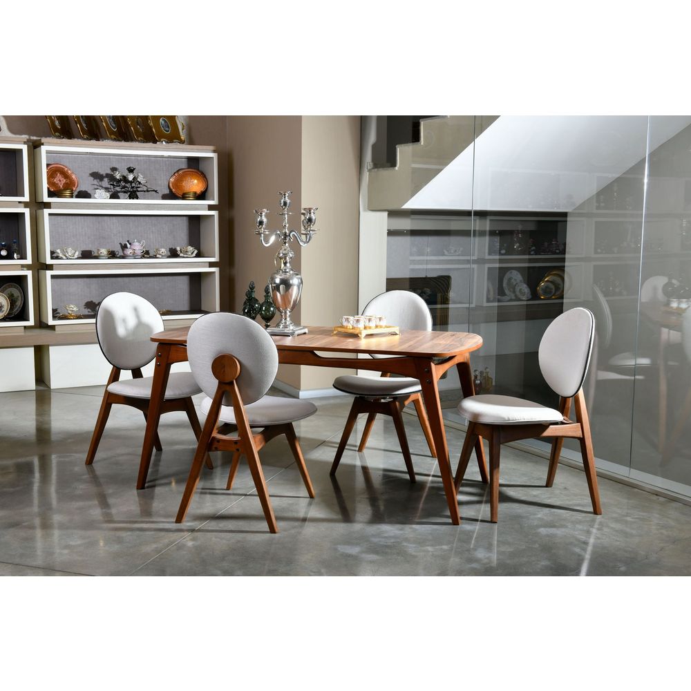 Touch Wooden - Set stola i stolica od orahovog drveta 'Cream Walnut' (5 komada) slika 5