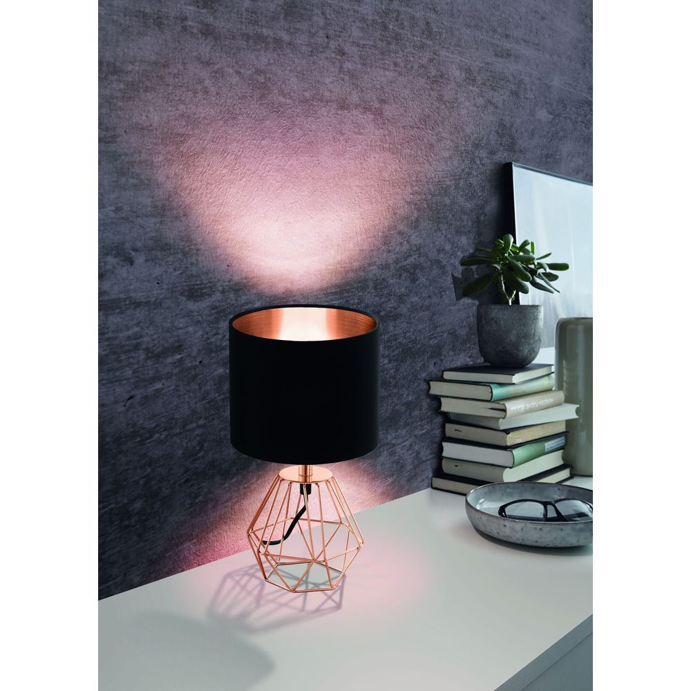 Eglo Carlton 2 Stolna Svjetiljka, E14, Visina 305 mm, Bakar/Crni Tekstil slika 8