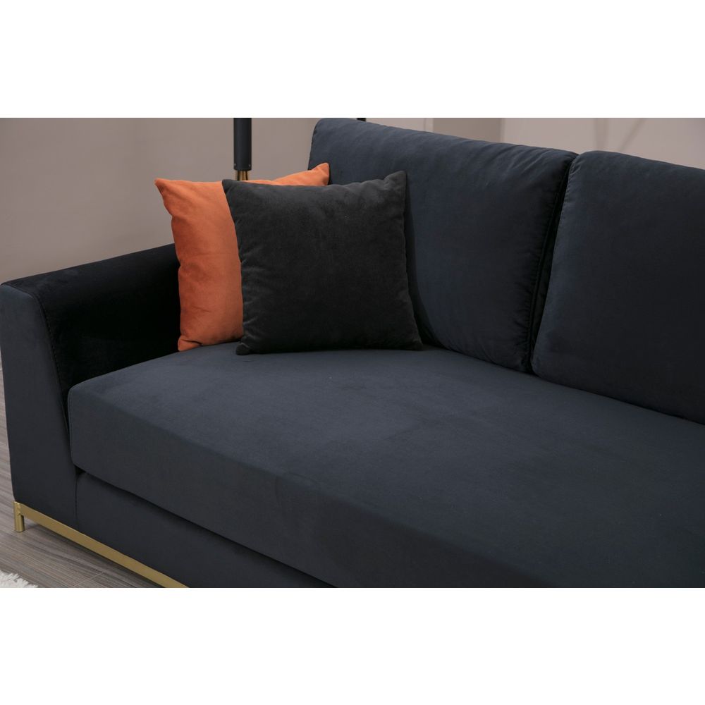 Sofa sa Bočnim Stolom - Crna i Zlatna, 4-Sjedala slika 6