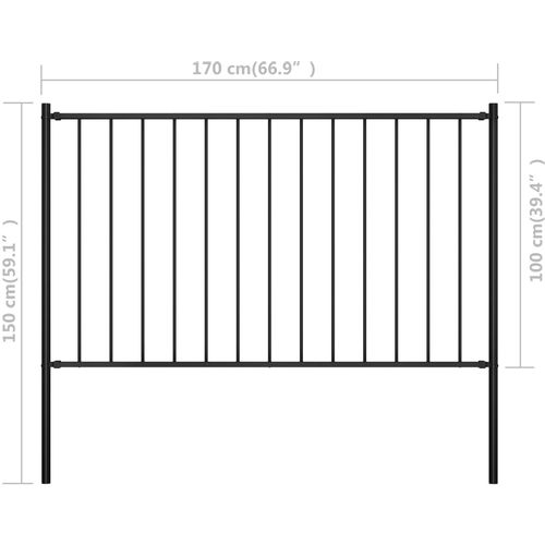 Panel za ogradu sa stupovima čelični 1,7 x 1 m crni slika 12