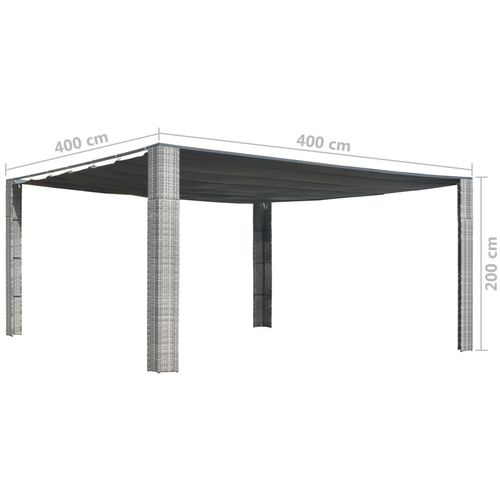 Sjenica s pomičnim krovom od poliratana 400 x 400 x 200 cm siva i antracit slika 7