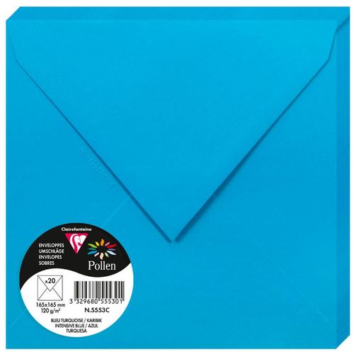 Clairefontaine kuverte Pollen 165x165mm 120gr intensive blue 1/20 slika 1