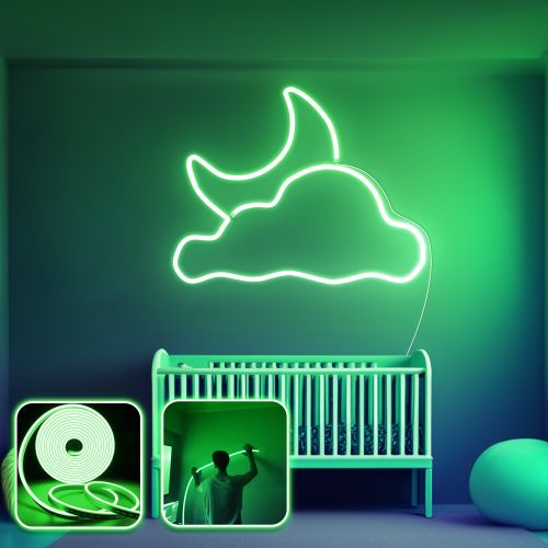 Opviq Dekorativna zidna led rasvjeta Good Night - Medium - Green slika 1