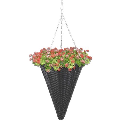Viseće košare za cvijeće 2 kom od poliratana crne slika 18