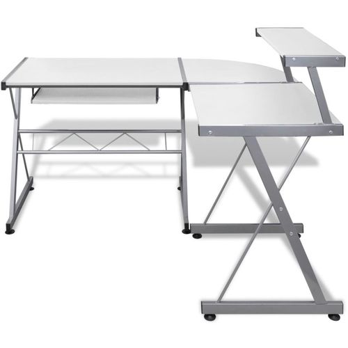Uredski stol za računalo sa policom za tipkovnicu - Bijeli slika 9