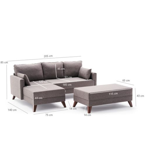 Atelier Del Sofa Kutna garnitura na razvlačenje, Smeđa, Bella Mini Corner Sofa Left - Brown slika 8