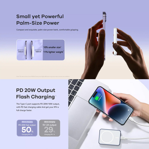 Power bank Magsafe REMAX RPP-509 Fantasy Series PD 20W + Wireless 15W Fast Charging 5000mAh plavi slika 3