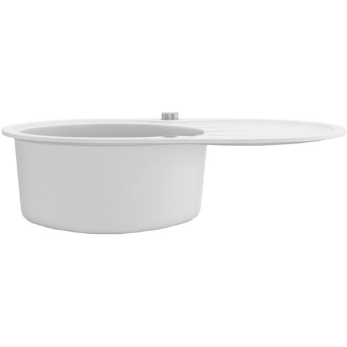Granitni kuhinjski sudoper s jednom kadicom ovalni bijeli slika 14
