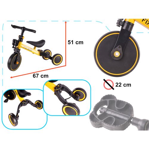 Trike Fix mini 3u1 tricikl s pedalama žuti slika 4