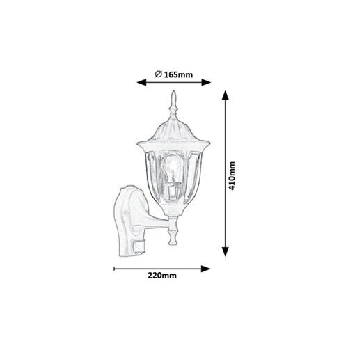 Rabalux Milano E27 60W senzor crna Spoljna rasveta slika 3