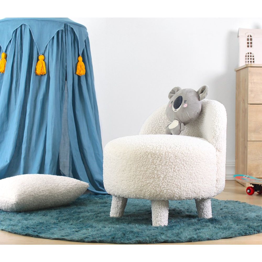 Moouv 3341 - Bijeli Pouf od Umjetnog Krzna slika 2