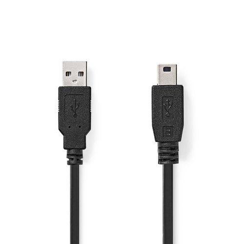 Kabel NEDIS CCGL60300BK20, USB 2.0 A (M) na USB Mini-B (M), crni, 2m, bulk slika 1