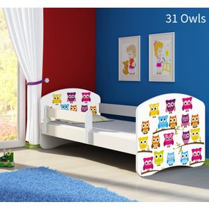 Dječji krevet ACMA s motivom, bočna bijela 140x70 cm - 31 Owls