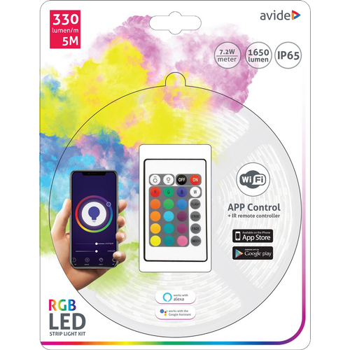 Avide LED traka sa daljinskim upravljačem, 5 metara - ABLSBL12V5050-30RGB-WIFI+IR slika 1