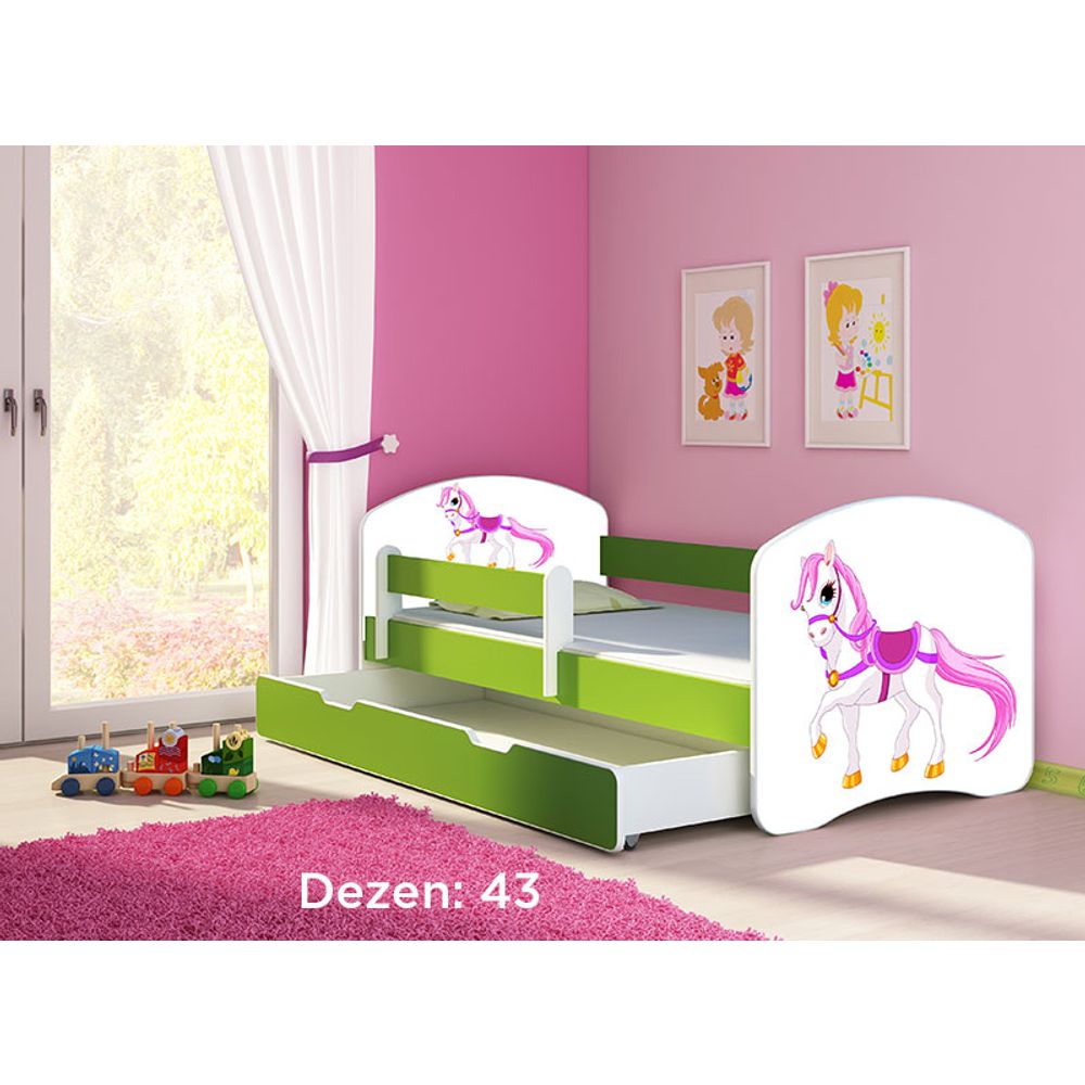 ACMA Dječiji krevet Acma II sa ladicom Green - 140x70cm - Dezen 43 slika 2