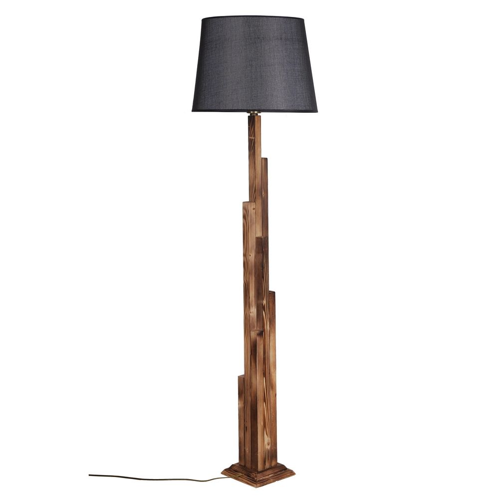 Elegantna Stajaća Lampa s Tkaninom Abažurom i Drvenim Postoljem slika 2