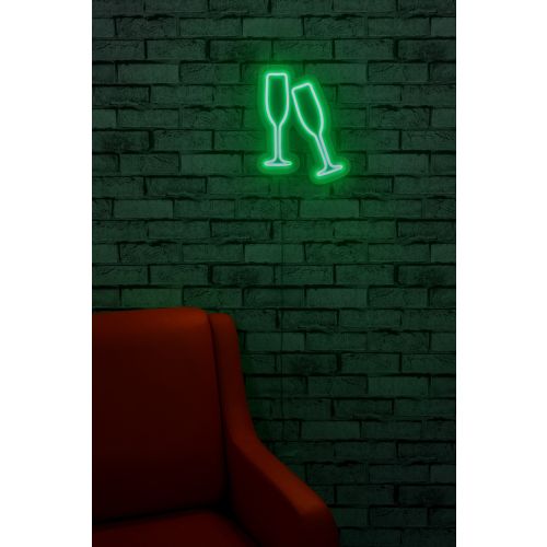 Wallity Ukrasna plastična LED rasvjeta, Champagne Glasses - Green slika 12